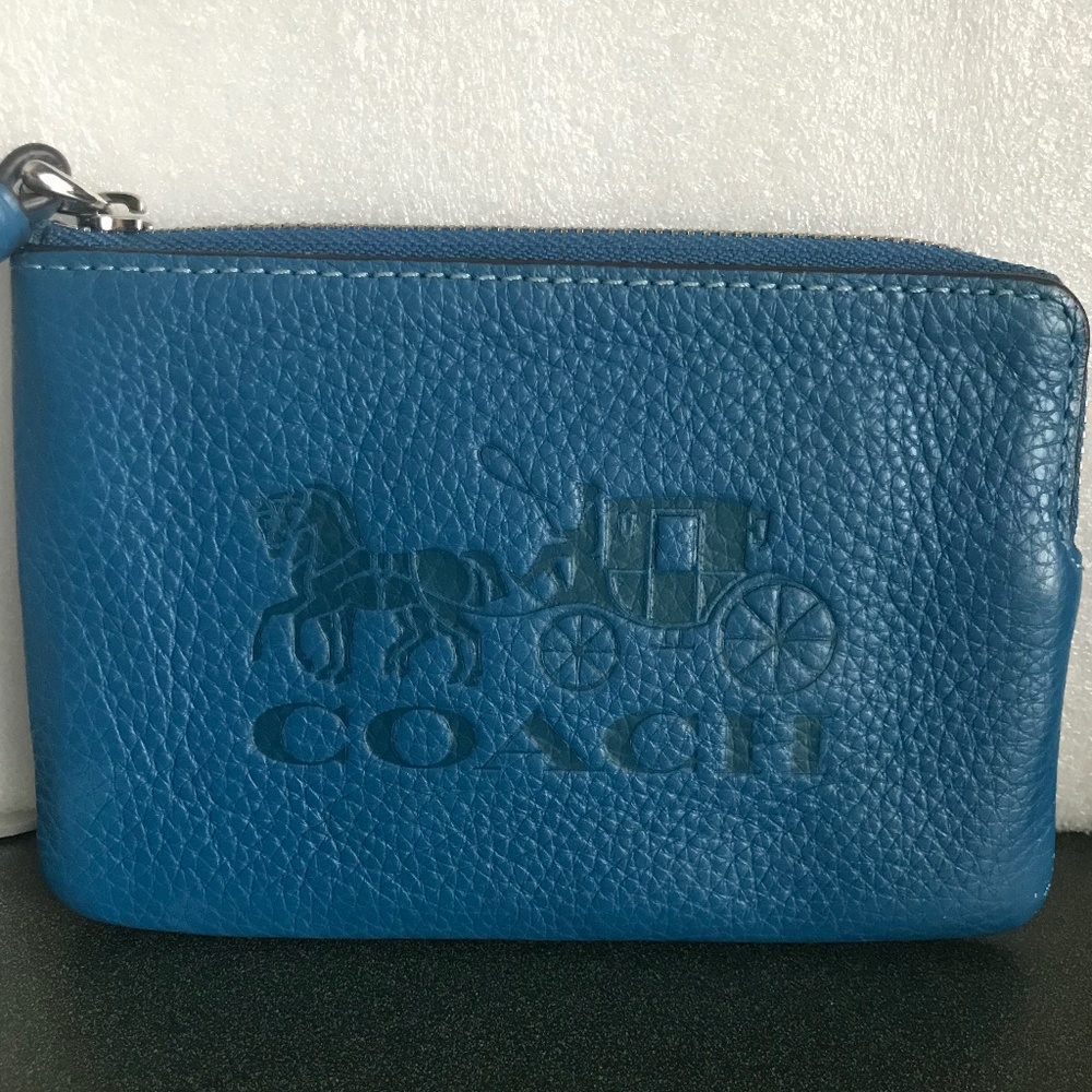 Coach Blue Leather Wristlet Mini Pouch - Picture 12 of 15